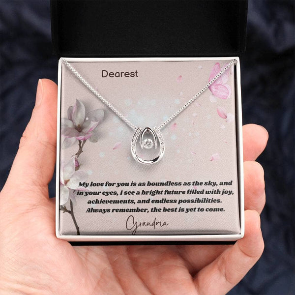 Boundless Love Granddaughter Pendant: A Legacy of Affection in White Gold and Crystals Jewelry/LuckyInLove ShineOn Fulfillment Two Tone Box 