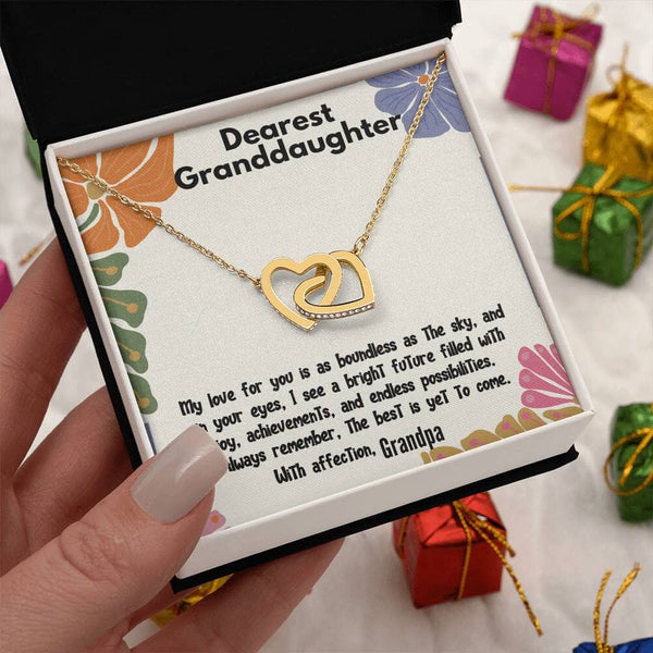 Boundless Love Interlocking Hearts Necklace: A Grandfather's Eternal Promise Jewelry/InterlockingHearts ShineOn Fulfillment 18K Yellow Gold Finish Standard Box 