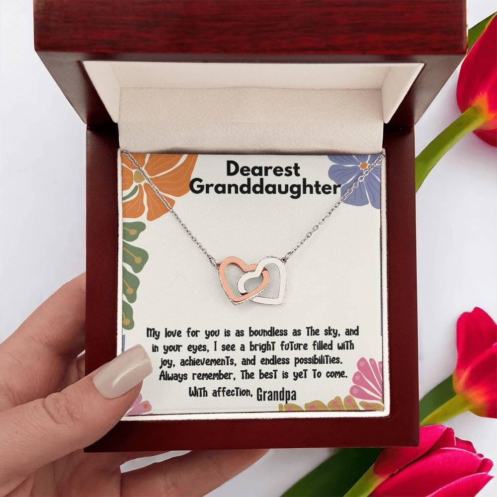 Boundless Love Interlocking Hearts Necklace: A Grandfather's Eternal Promise Jewelry/InterlockingHearts ShineOn Fulfillment Polished Stainless Steel & Rose Gold Finish Luxury Box 