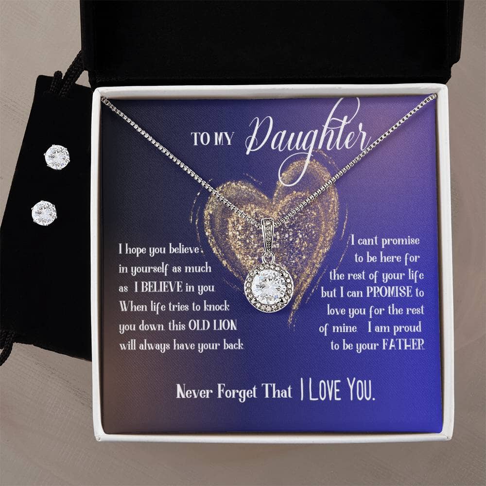 Celebrate the Unbreakable Bond with the Eternal Hope Necklace and CZ Earrings Set 💎 Jewelry ShineOn Fulfillment 14k White Gold Finish Standard Box 