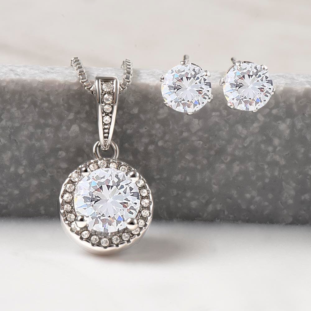 Celebrate the Unbreakable Bond with the Eternal Hope Necklace and CZ Earrings Set 💎 Jewelry ShineOn Fulfillment 