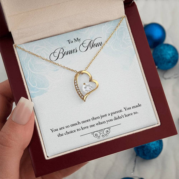 Cherished Heart: The Forever Love Necklace for Your Bonus Mom Jewelry/ForeverLove ShineOn Fulfillment 18k Yellow Gold Finish Luxury Box 