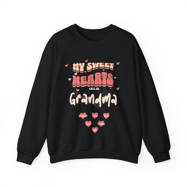 Customizable 'Grandma's Sweethearts' Sweater Sweatshirt Printify S Black 