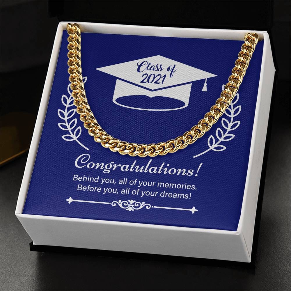 Embrace the Future: The Class of 2023 Commemorative Cuban Link Chain Necklace - A Symbol of Memories and Dreams Jewelry/Cubanlink ShineOn Fulfillment 14K Yellow Gold Finish Standard Box 