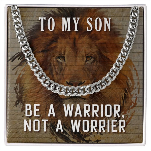 Empowerment Embodied: The Warrior Spirit Cuban Link Necklace - A Gift of Strength for Your Son Jewelry/Cubanlink ShineOn Fulfillment
