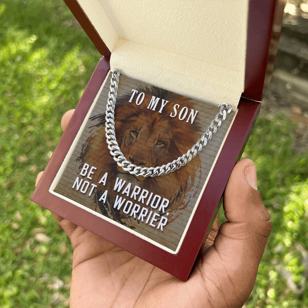 Empowerment Embodied: The Warrior Spirit Cuban Link Necklace - A Gift of Strength for Your Son Jewelry/Cubanlink ShineOn Fulfillment