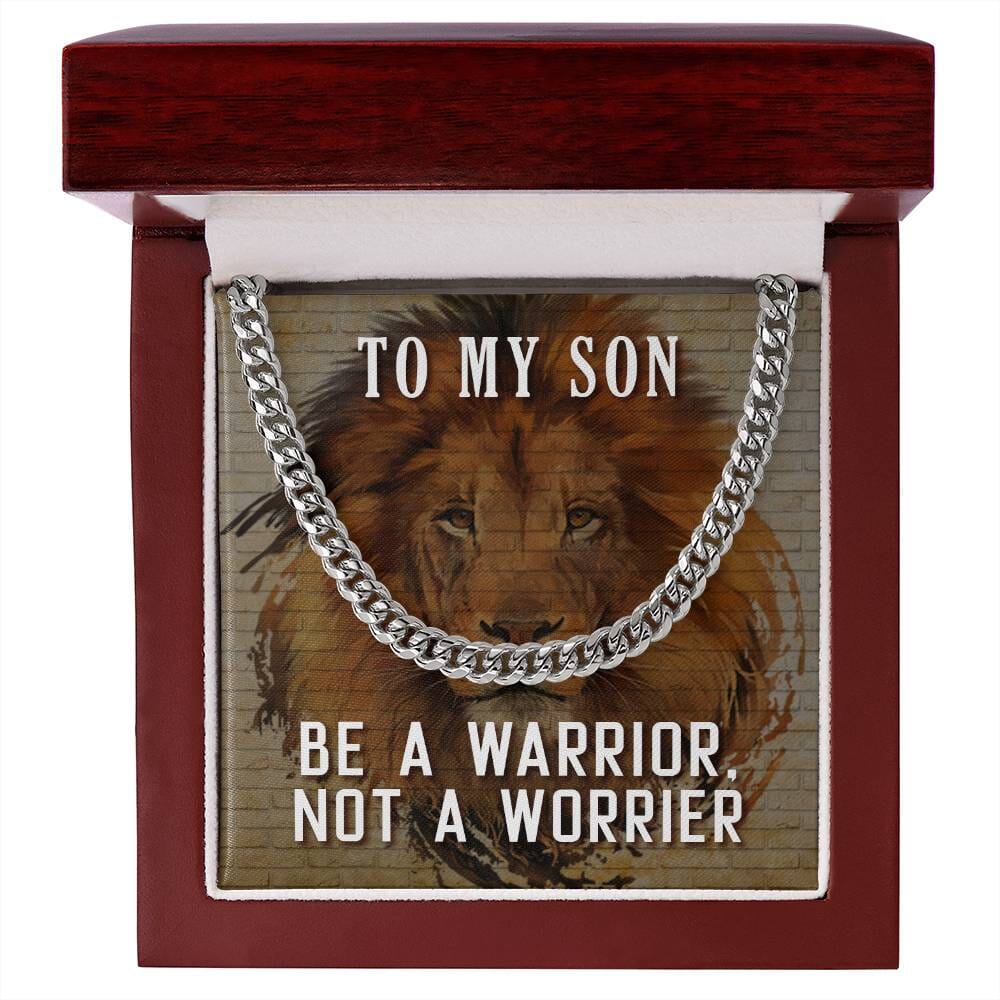 Empowerment Embodied: The Warrior Spirit Cuban Link Necklace - A Gift of Strength for Your Son Jewelry/Cubanlink ShineOn Fulfillment 