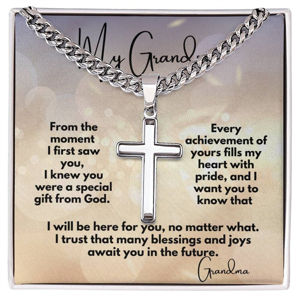Eternal Blessings Cross Necklace: A Heartfelt Gift from Grandparents to Grandson Jewelry/CubanlinkCross ShineOn Fulfillment 