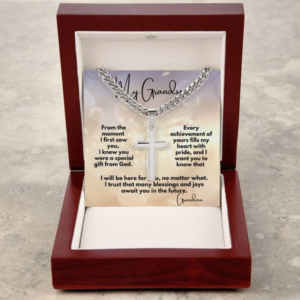 Eternal Blessings Cross Necklace: A Heartfelt Gift from Grandparents to Grandson Jewelry/CubanlinkCross ShineOn Fulfillment 