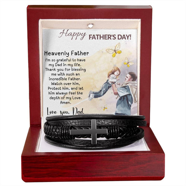 "Eternal Bond" - Father's Day Luxury Bracelet with Personalized Prayer Card Jewelry ShineOn Fulfillment Luxury Box with LED 