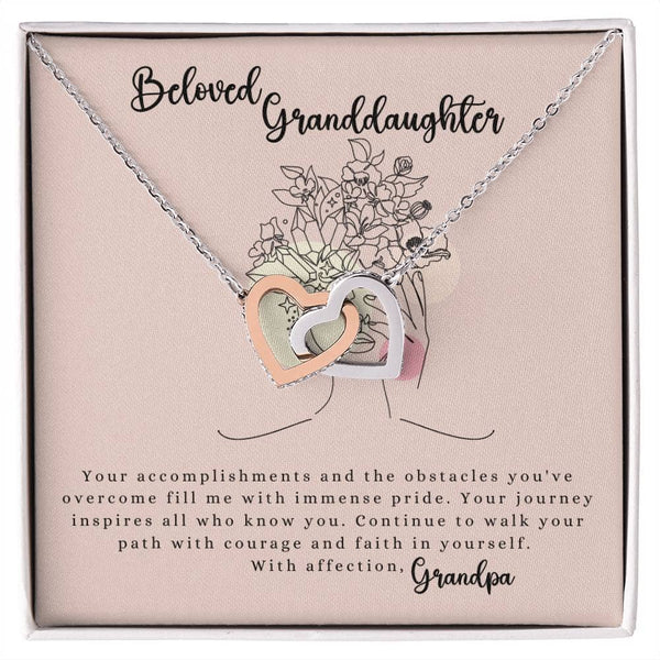 Eternal Bond: Granddaughter's Interlocking Hearts Necklace with Sentimental Message Jewelry/InterlockingHearts ShineOn Fulfillment