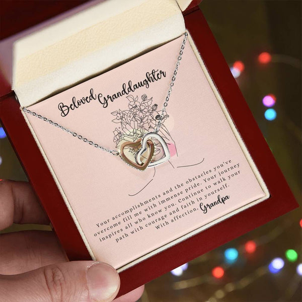 Eternal Bond: Granddaughter's Interlocking Hearts Necklace with Sentimental Message Jewelry/InterlockingHearts ShineOn Fulfillment 