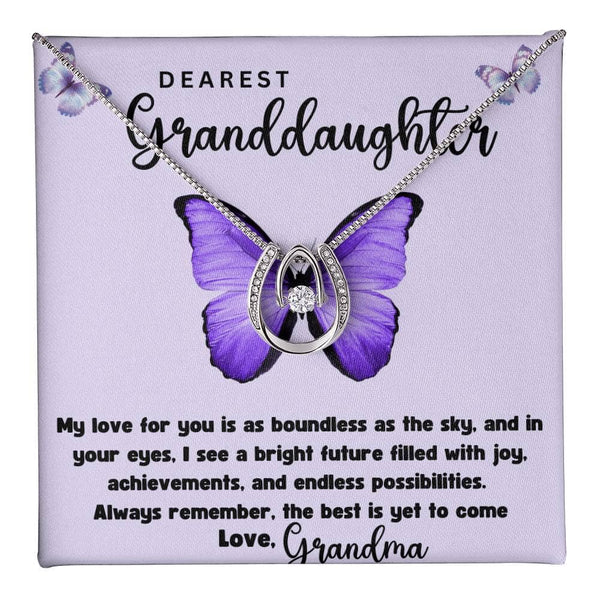 Eternal Bond: Granddaughter's White Gold Crystal Pendant Necklace with Personalized Message Jewelry/LuckyInLove ShineOn Fulfillment