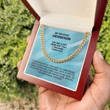 Eternal Bond: Grandparent's Love Cuban Link Chain Necklace with Heartfelt Message Jewelry/Cubanlink ShineOn Fulfillment 14K Yellow Gold Finish Luxury Box 