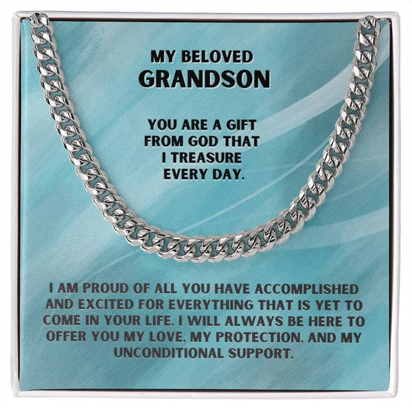 Eternal Bond: Grandparent's Love Cuban Link Chain Necklace with Heartfelt Message Jewelry/Cubanlink ShineOn Fulfillment