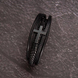 Eternal Bond: Grandson's Leather Cross Bracelet with Personalized Message of Love Jewelry/CrossLeatherBracelet ShineOn Fulfillment 