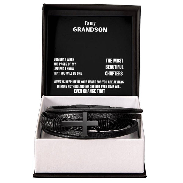 Eternal Bond: Grandson's Legacy Cross Bracelet - A Symbol of Timeless Love Jewelry/CrossLeatherBracelet ShineOn Fulfillment 