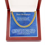Eternal Bond: Grandson's Timeless Cuban Link Chain with Personalized Message from [Grandma or Grandpa] Jewelry/Cubanlink ShineOn Fulfillment 