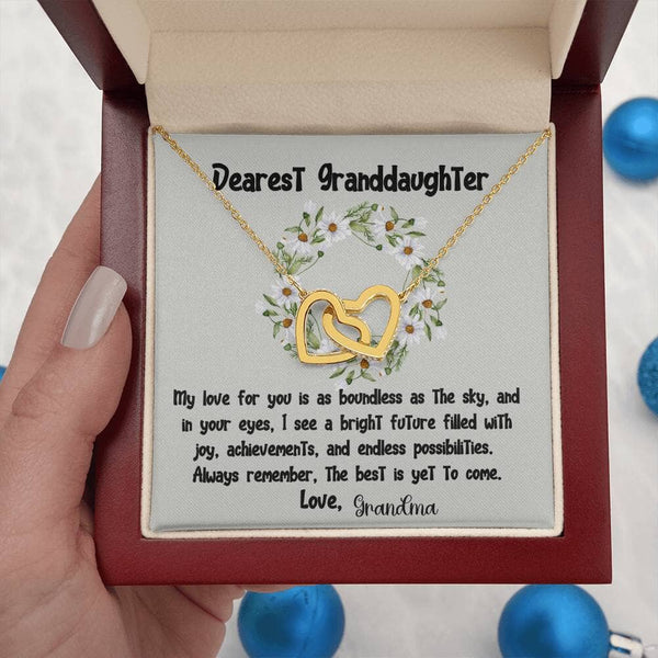 Eternal Bond Interlocking Hearts Necklace: A Grandparent's Endless Love Jewelry/InterlockingHearts ShineOn Fulfillment 18K Yellow Gold Finish Luxury Box 