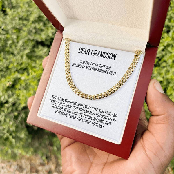 Eternal Bond: The Grandparent's Blessing Cuban Link Necklace Jewelry/Cubanlink ShineOn Fulfillment 14K Yellow Gold Finish Luxury Box 