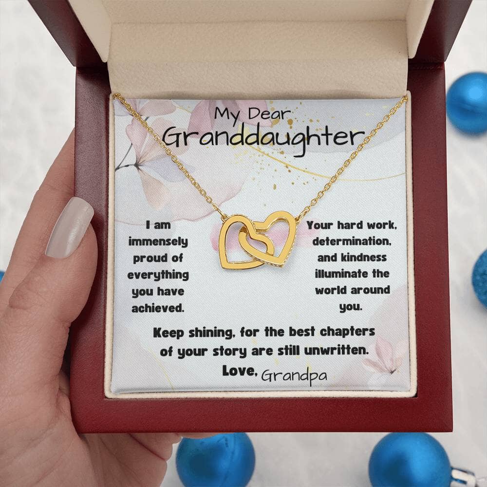 Eternal Bond: The Grandparent's Interlocking Hearts Necklace with Personalized Message Jewelry/InterlockingHearts ShineOn Fulfillment 18K Yellow Gold Finish Luxury Box 