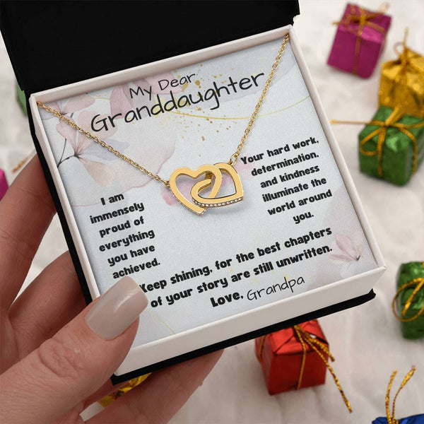 Eternal Bond: The Grandparent's Interlocking Hearts Necklace with Personalized Message Jewelry/InterlockingHearts ShineOn Fulfillment 18K Yellow Gold Finish Standard Box