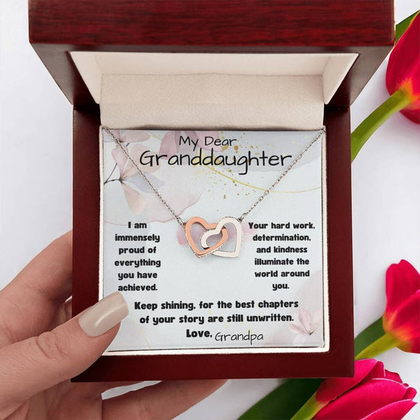 Eternal Bond: The Grandparent's Interlocking Hearts Necklace with Personalized Message Jewelry/InterlockingHearts ShineOn Fulfillment Polished Stainless Steel & Rose Gold Finish Luxury Box 