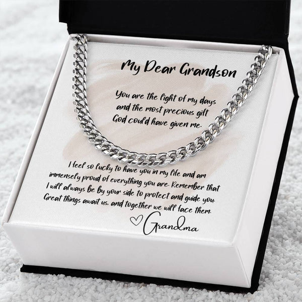 Eternal Bond: The Grandparent's Legacy Cuban Link Chain Necklace with Personalized Sentimental Message Jewelry/Cubanlink ShineOn Fulfillment 