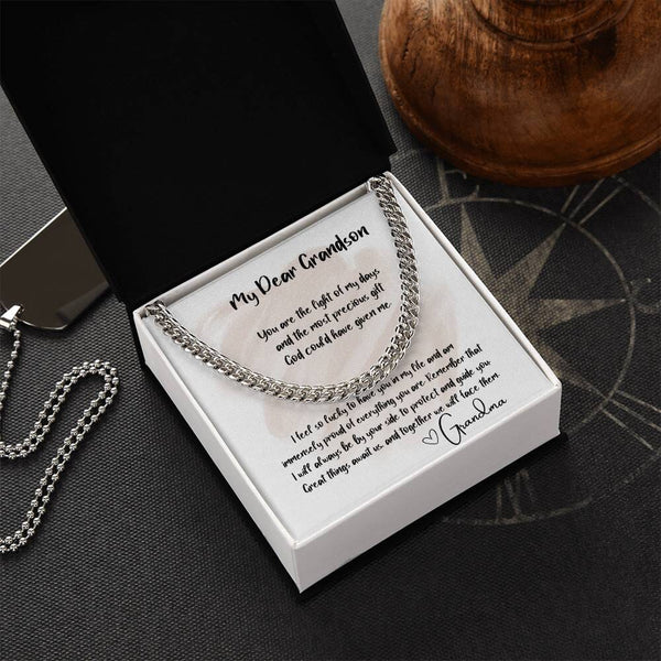 Eternal Bond: The Grandparent's Legacy Cuban Link Chain Necklace with Personalized Sentimental Message Jewelry/Cubanlink ShineOn Fulfillment Stainless Steel Standard Box 