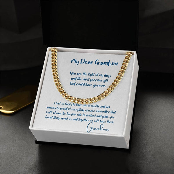 Eternal Bond: The Grandparent's Legacy Cuban Link Chain with Personalized Message of Love and Guidance Jewelry/Cubanlink ShineOn Fulfillment 14K Yellow Gold Finish Standard Box 