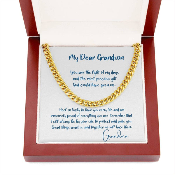 Eternal Bond: The Grandparent's Legacy Cuban Link Chain with Personalized Message of Love and Guidance Jewelry/Cubanlink ShineOn Fulfillment 