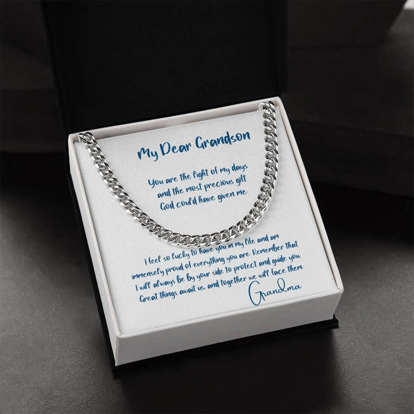 Eternal Bond: The Grandparent's Legacy Cuban Link Chain with Personalized Message of Love and Guidance Jewelry/Cubanlink ShineOn Fulfillment Stainless Steel Standard Box 
