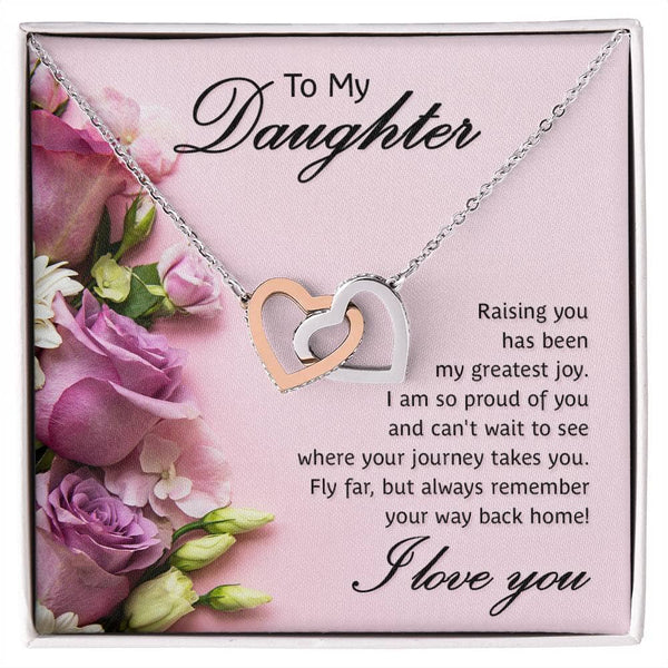 Eternal Bond: The Heartfelt Sentiments Necklace - A Gleaming Symbol of Your Love and Pride for Your Daughter Jewelry/InterlockingHearts ShineOn Fulfillment