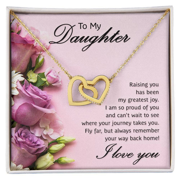 Eternal Bond: The Heartfelt Sentiments Necklace - A Gleaming Symbol of Your Love and Pride for Your Daughter Jewelry/InterlockingHearts ShineOn Fulfillment 
