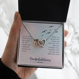 Eternal Bond: The Interlocking Hearts Necklace – A Beacon of Love and Empowerment Jewelry/InterlockingHearts ShineOn Fulfillment Polished Stainless Steel & Rose Gold Finish Standard Box 