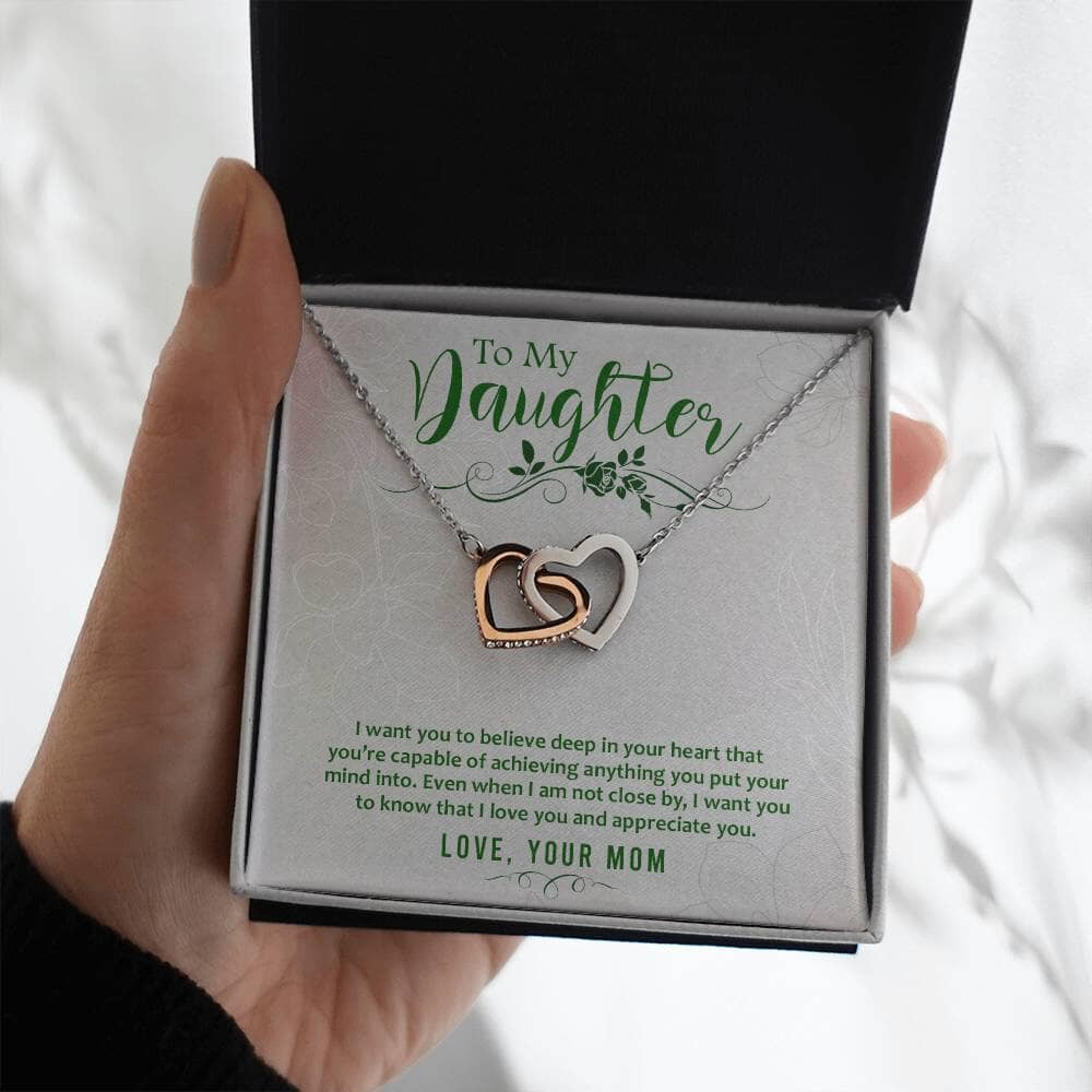 Eternal Bond: The Interlocking Hearts Necklace - A Symbol of Maternal Love and Empowerment Jewelry/InterlockingHearts ShineOn Fulfillment Polished Stainless Steel & Rose Gold Finish Standard Box 
