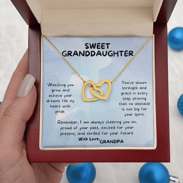 Eternal Bonds of Love: Personalized Interlocking Hearts Necklace for Granddaughters Jewelry/InterlockingHearts ShineOn Fulfillment 18K Yellow Gold Finish Luxury Box 