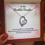 Eternal Sparkle: The Forever Love Necklace - A Symbol of Your Unwavering Belief in Your Daughter Jewelry/ForeverLove ShineOn Fulfillment 14k White Gold Finish Luxury Box 