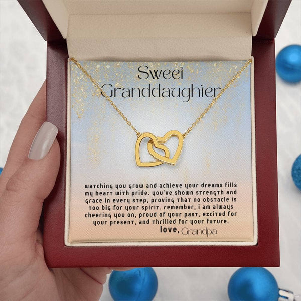 Everlasting Bonds: The Grandparent's Interlocking Hearts Necklace with Personalized Message Jewelry/InterlockingHearts ShineOn Fulfillment 18K Yellow Gold Finish Luxury Box 