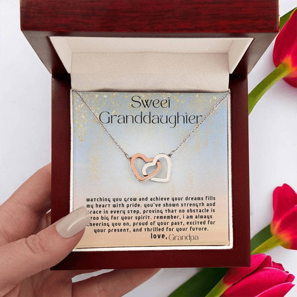Everlasting Bonds: The Grandparent's Interlocking Hearts Necklace with Personalized Message Jewelry/InterlockingHearts ShineOn Fulfillment Polished Stainless Steel & Rose Gold Finish Luxury Box 