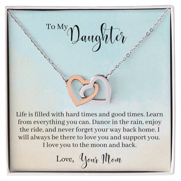 Everlasting Embrace: Interlocking Hearts Necklace with Sentimental Mother to Daughter Message Jewelry/InterlockingHearts ShineOn Fulfillment