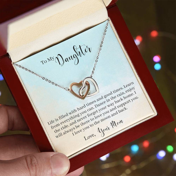 Everlasting Embrace: Interlocking Hearts Necklace with Sentimental Mother to Daughter Message Jewelry/InterlockingHearts ShineOn Fulfillment