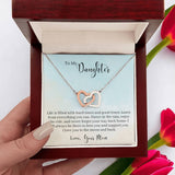 Everlasting Embrace: Interlocking Hearts Necklace with Sentimental Mother to Daughter Message Jewelry/InterlockingHearts ShineOn Fulfillment Polished Stainless Steel & Rose Gold Finish Luxury Box 