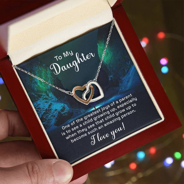 Forever Bond: The Interlocking Hearts Daughter Necklace with Sentimental Message Jewelry/InterlockingHearts ShineOn Fulfillment 