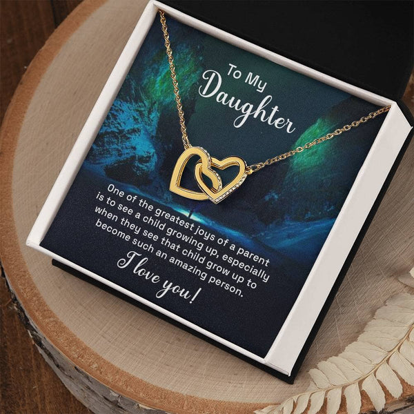 Forever Bond: The Interlocking Hearts Daughter Necklace with Sentimental Message Jewelry/InterlockingHearts ShineOn Fulfillment