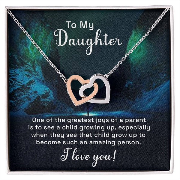 Forever Bond: The Interlocking Hearts Daughter Necklace with Sentimental Message Jewelry/InterlockingHearts ShineOn Fulfillment