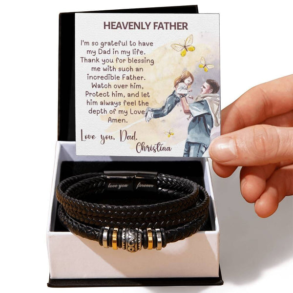 "Forever Dad" - Signature Father's Day Bracelet with Custom Prayer Card Jewelry ShineOn Fulfillment Two Tone Box 