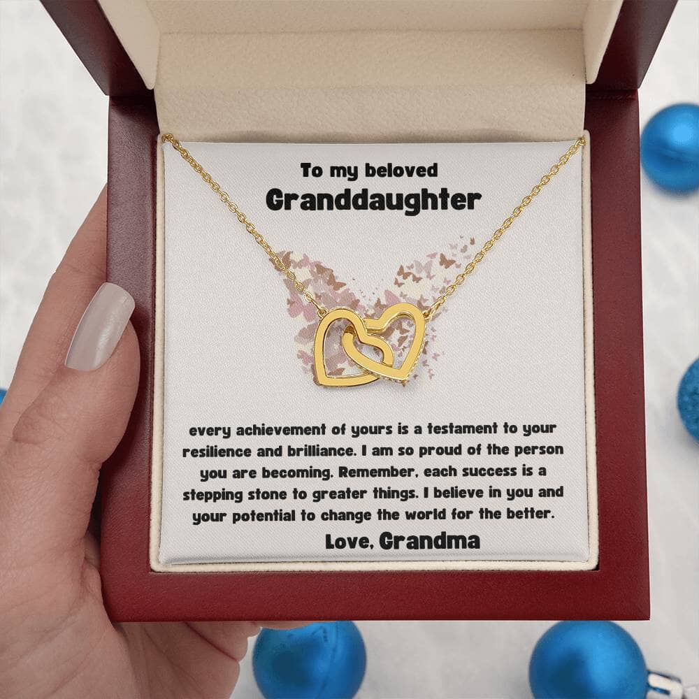Grand Affection Interlocking Hearts Necklace: A Timeless Symbol of Love and Pride Jewelry/InterlockingHearts ShineOn Fulfillment 18K Yellow Gold Finish Luxury Box 