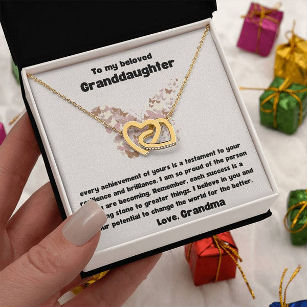 Grand Affection Interlocking Hearts Necklace: A Timeless Symbol of Love and Pride Jewelry/InterlockingHearts ShineOn Fulfillment 18K Yellow Gold Finish Standard Box 