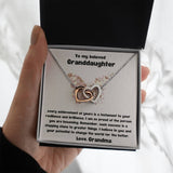 Grand Affection Interlocking Hearts Necklace: A Timeless Symbol of Love and Pride Jewelry/InterlockingHearts ShineOn Fulfillment Polished Stainless Steel & Rose Gold Finish Standard Box 